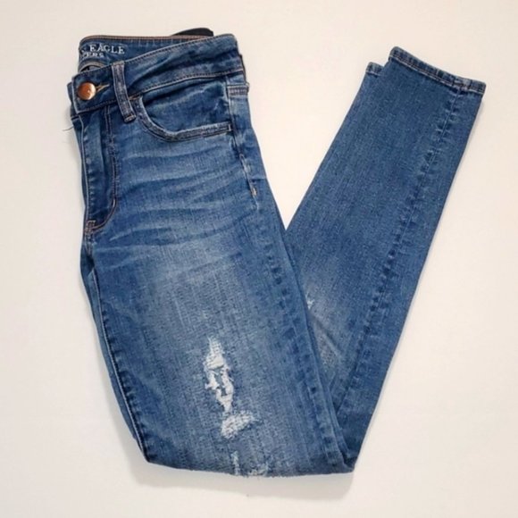 DISTRESSED medium wash jeggings size 6 - Picture 2 of 7